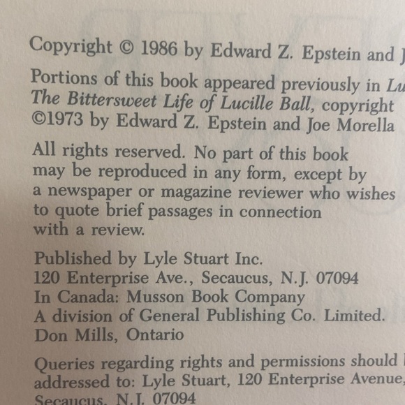 LUCILLE BALL - "FOREVER LUCY" BOOK - BY JOE MORELLA & EDWARD EPSTEIN T7 - Picture 6 of 6